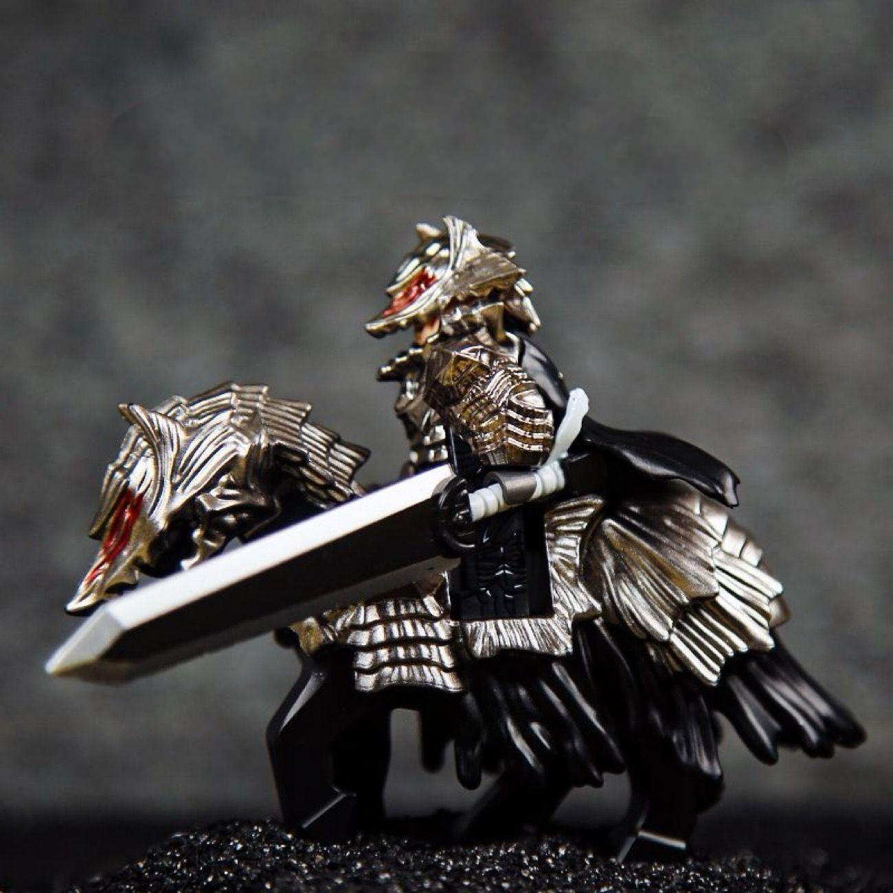 WoW Mini Figures Set Compatible with Lego - Black-Swordsman-w-Steed